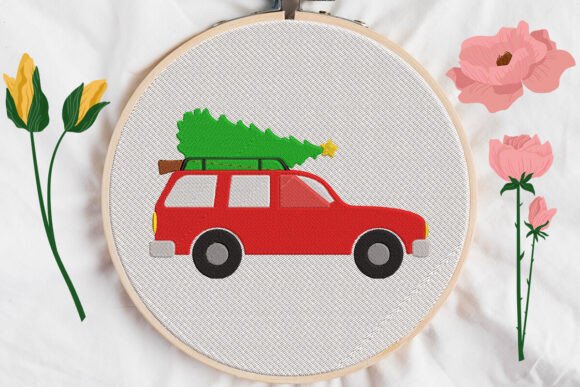 Review: Christmas Car with Tree Embroidery for Boutiques