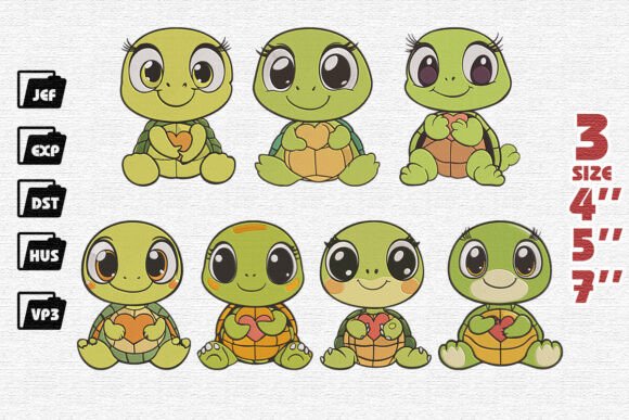 Review: Set of 7 Cute Baby Turtle Embroidery
