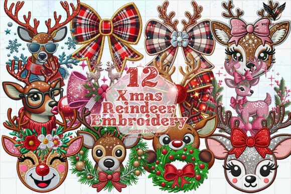 Reviewing Xmas Reindeer Embroidery Clipart PNG